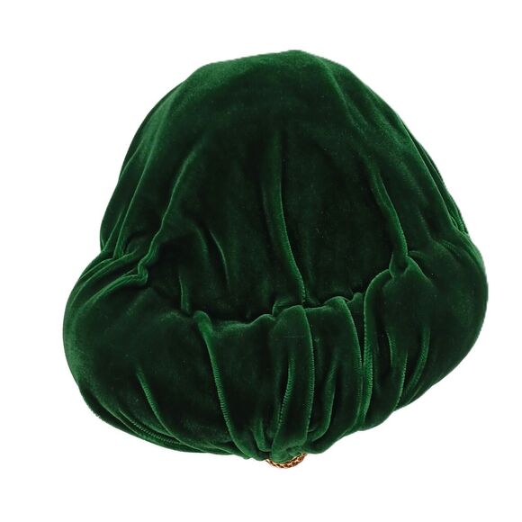 Green Velvet Full Cap Turban Hat Flapper Style Headband Warmer Headwrap - Picture 3 of 10